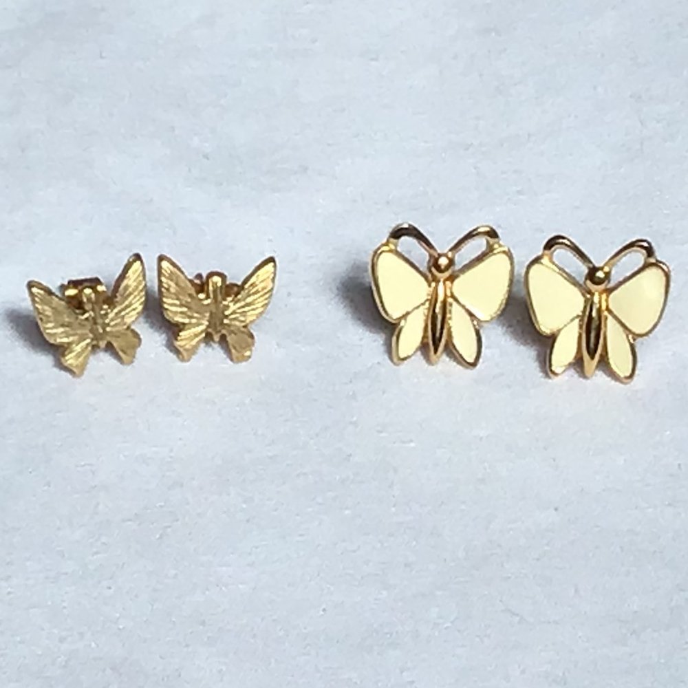 Two sets of Butterfly Pierced Earrings